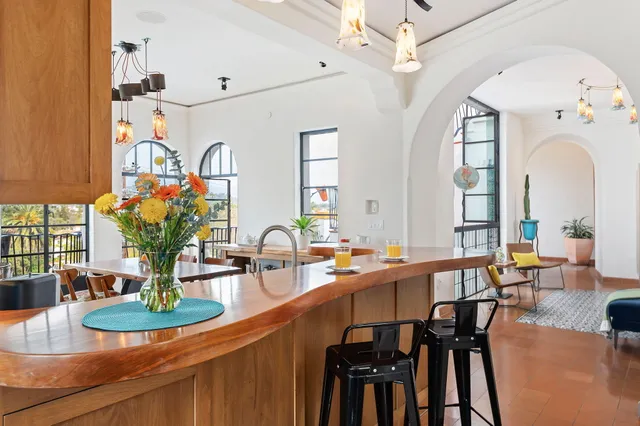 a living room with furniture