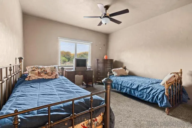 a view of a terrace with a city view