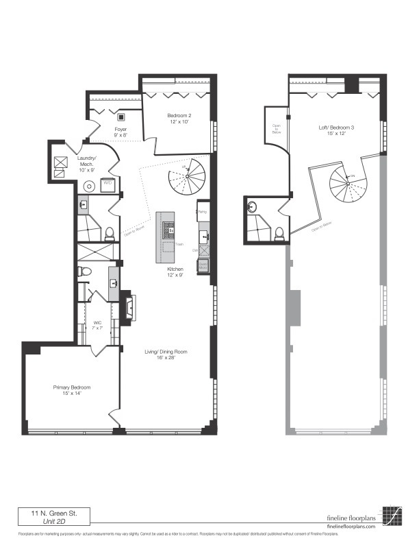 11 North Green Street, Unit 2D Chicago, IL 60607 - Photo 26 of 26 a picture of a floor plan