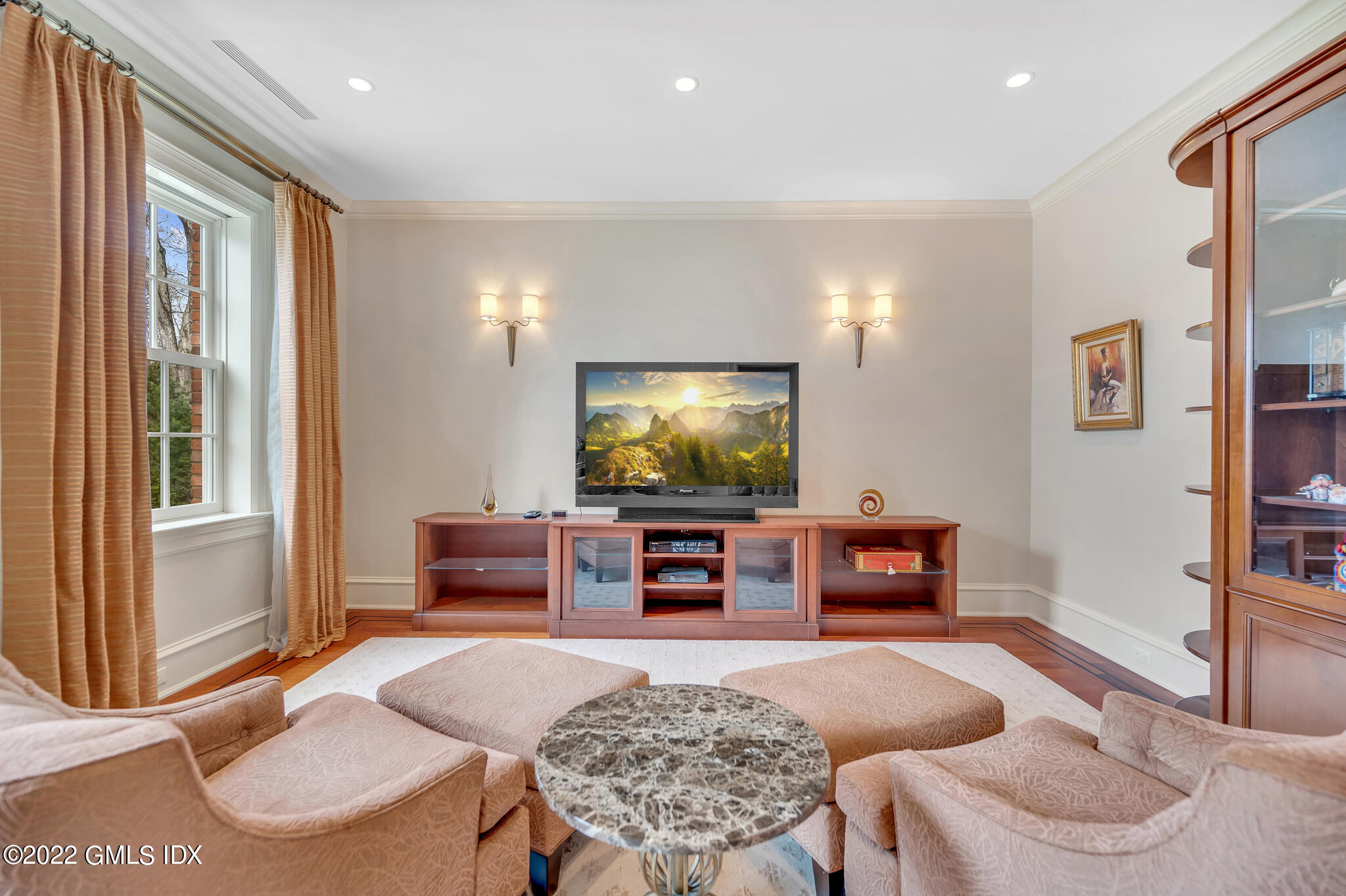 19 French Road Greenwich, CT 06831 - Photo 16 of 32 a living room with furniture and a flat screen tv