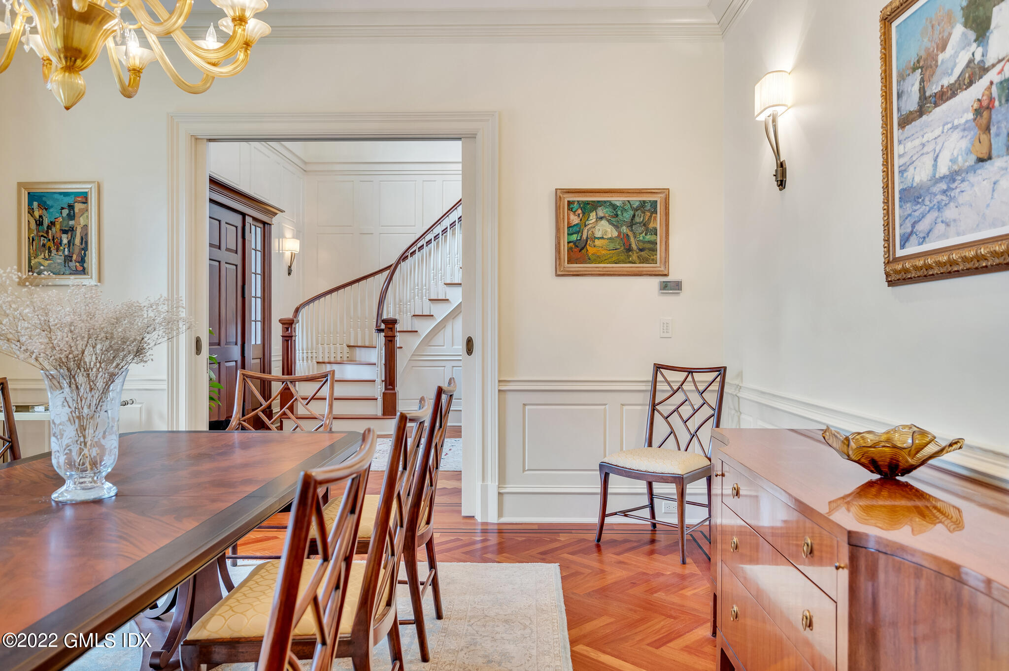 19 French Road Greenwich, CT 06831 - Photo 6 of 32 a dining room with furniture and wooden floor