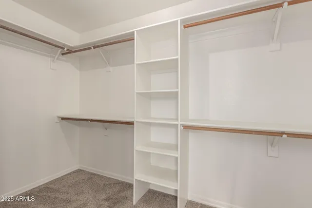 a view of an empty walk in closet
