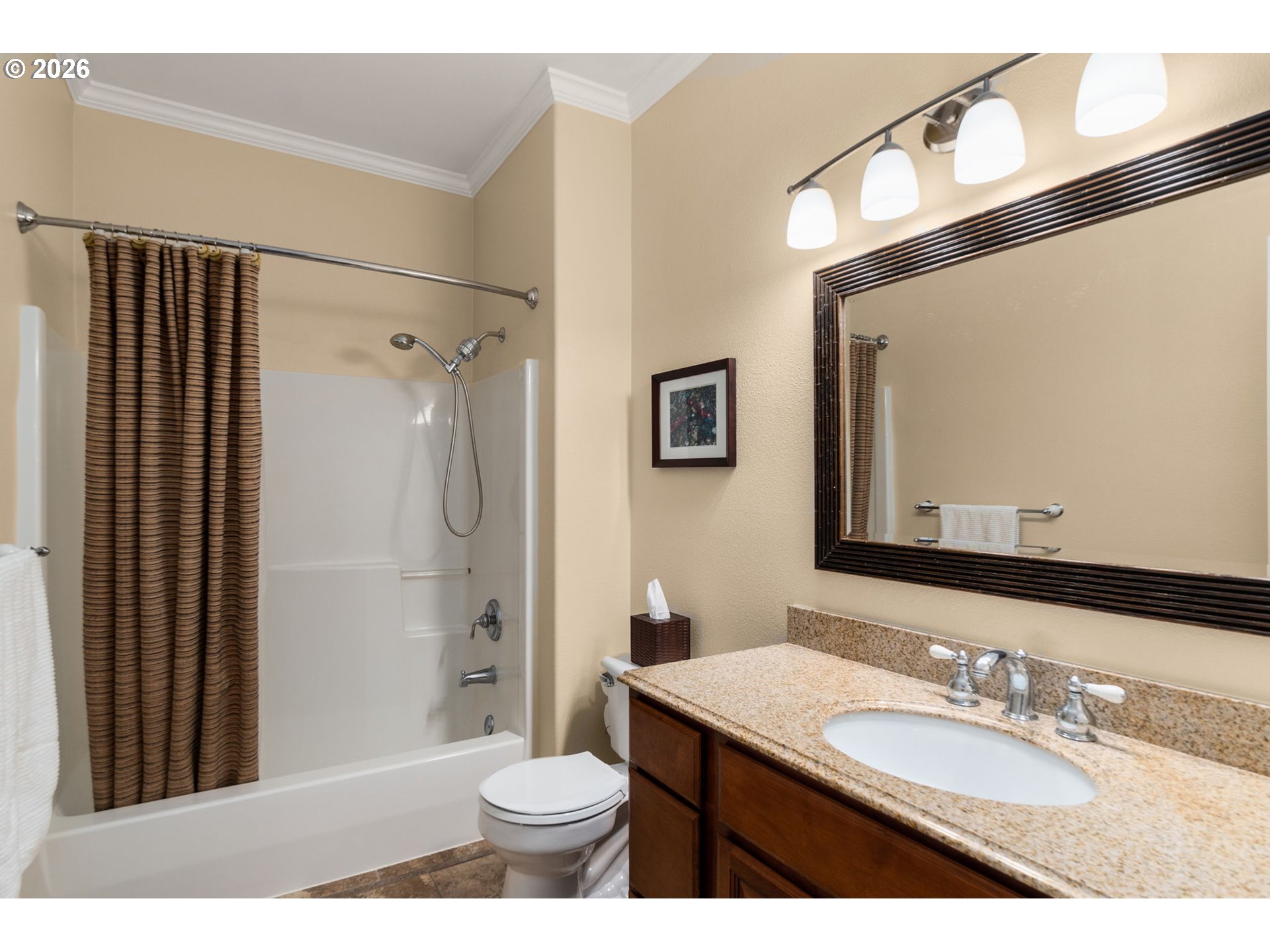 9625 Northwest Fleischner Street Portland, OR 97229 - Photo 34 of 39 a bathroom with a granite countertop sink mirror vanity and toilet