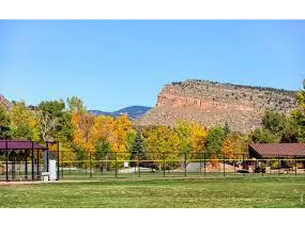 a view of grassy field with trees