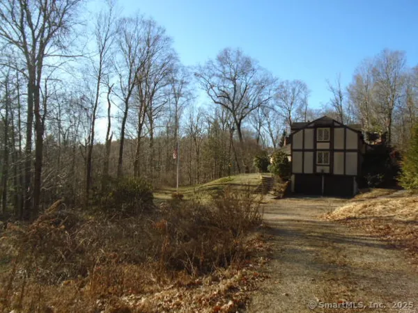 a view of a yard covered with snow in the background
