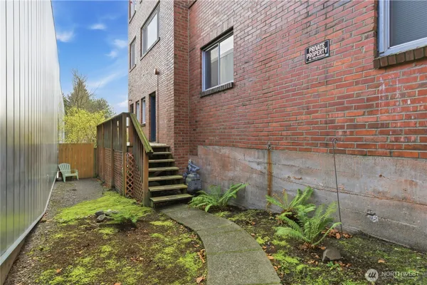 a view of a backyard with plants