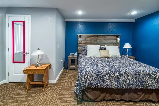 a living room with a couch and a table