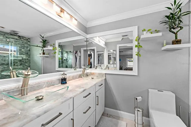 a bathroom with a shower a toilet and a shower curtain