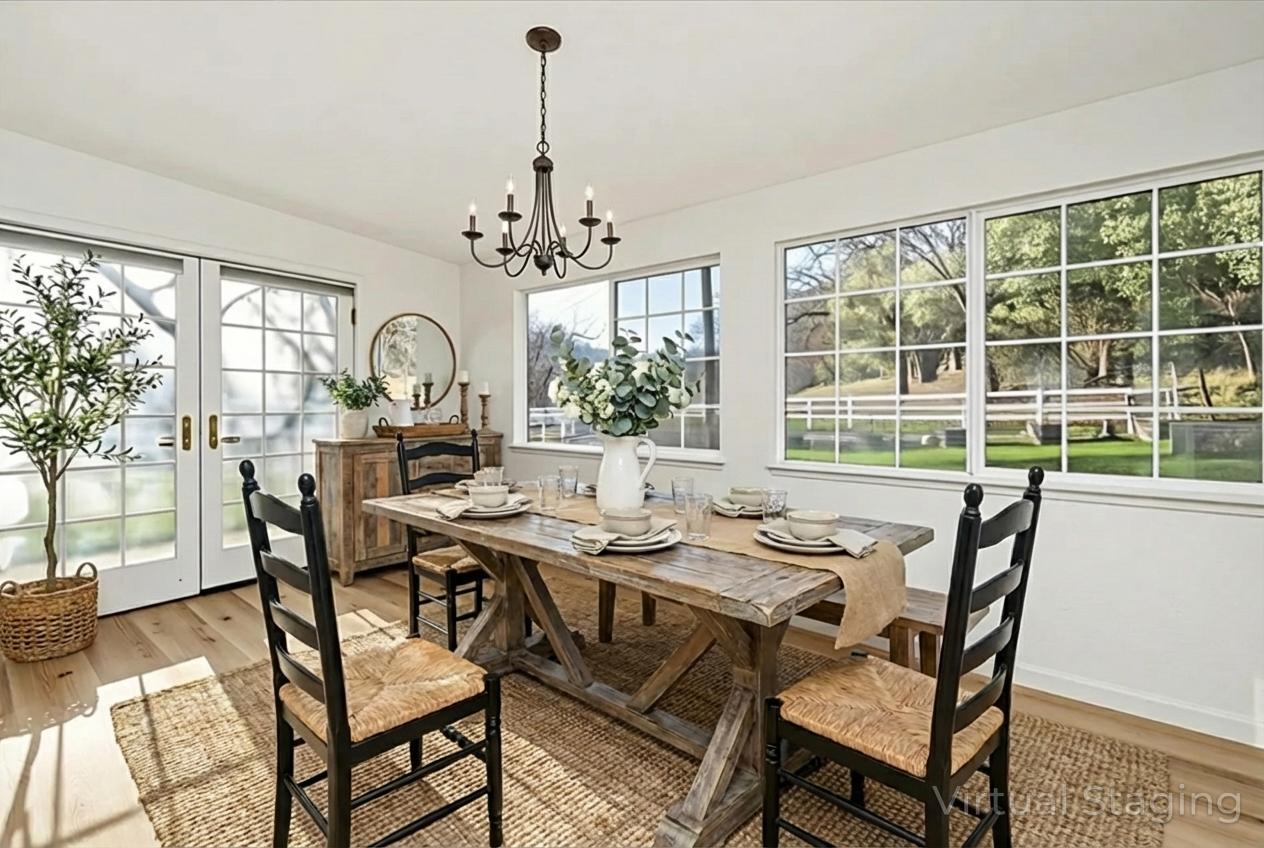 8653 Hidden Valley Road Mountain Ranch, CA 95246 - Photo 16 of 41 a view of a dining room with furniture window and outside view