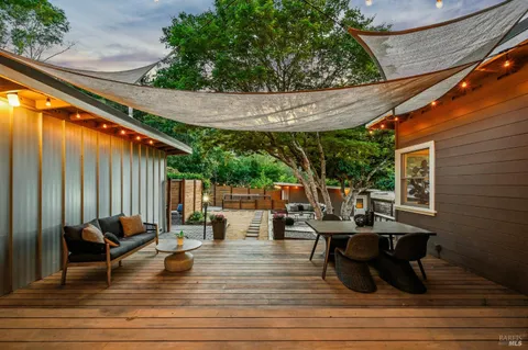 a view of outdoor space with seating space