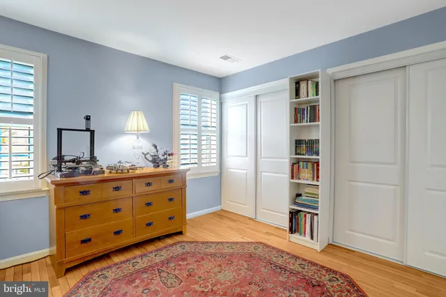 a room with cabinet and closet