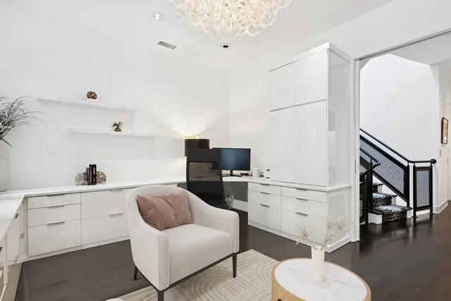 a workspace with furniture