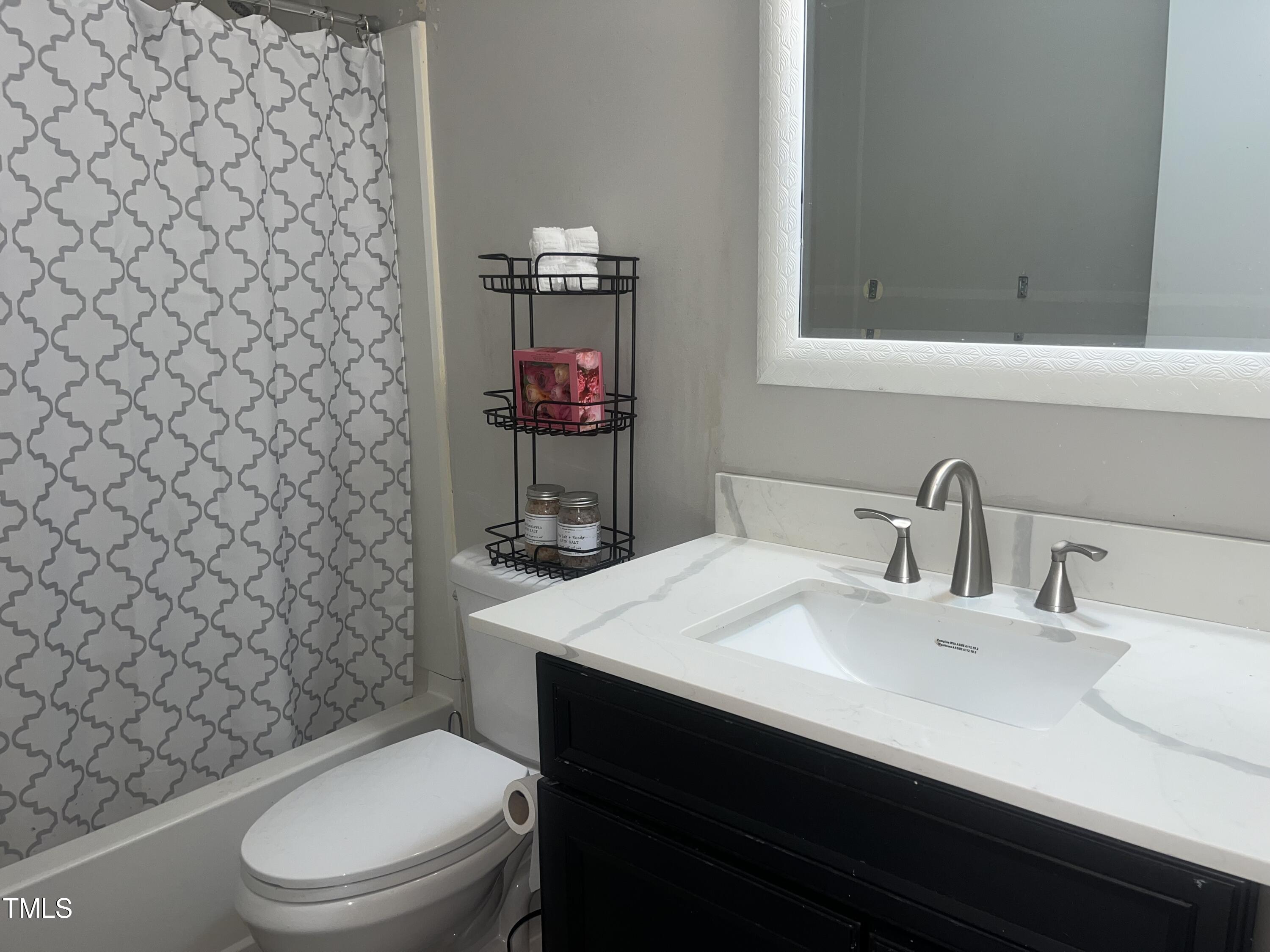 1823 Vintage Road Raleigh, NC 27610 - Photo 8 of 14 a bathroom with a sink a toilet and a mirror