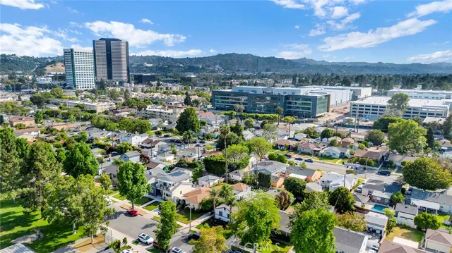 a view of a city with tall buildings