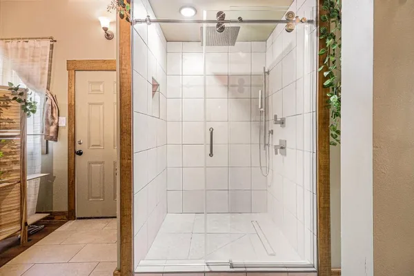 a bathroom with a shower