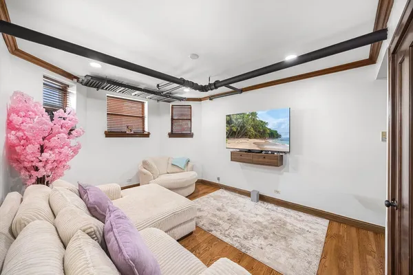 a bedroom with a bed and furniture