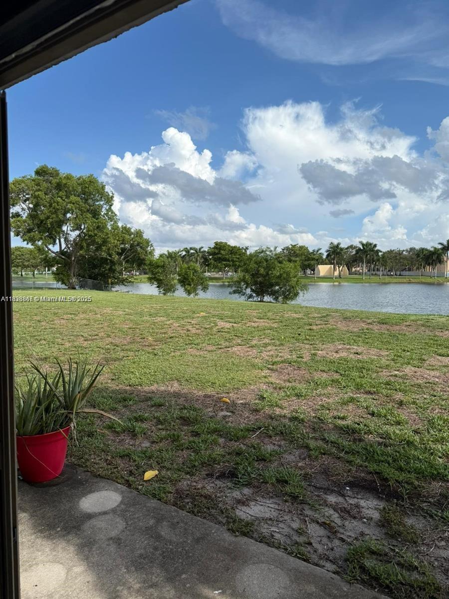 a view of a lake with an outdoor space