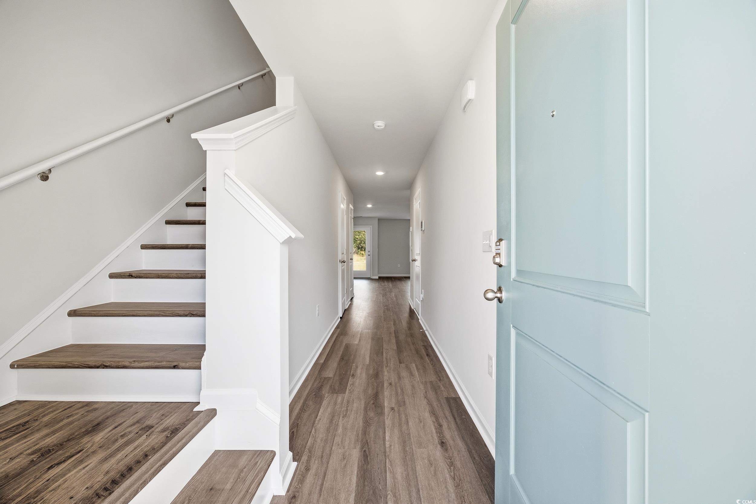 322 Honeystone Street Conway, SC 29526 - Photo 5 of 30 Corridor with stairs, recessed lighting, and dark wood-style flooring