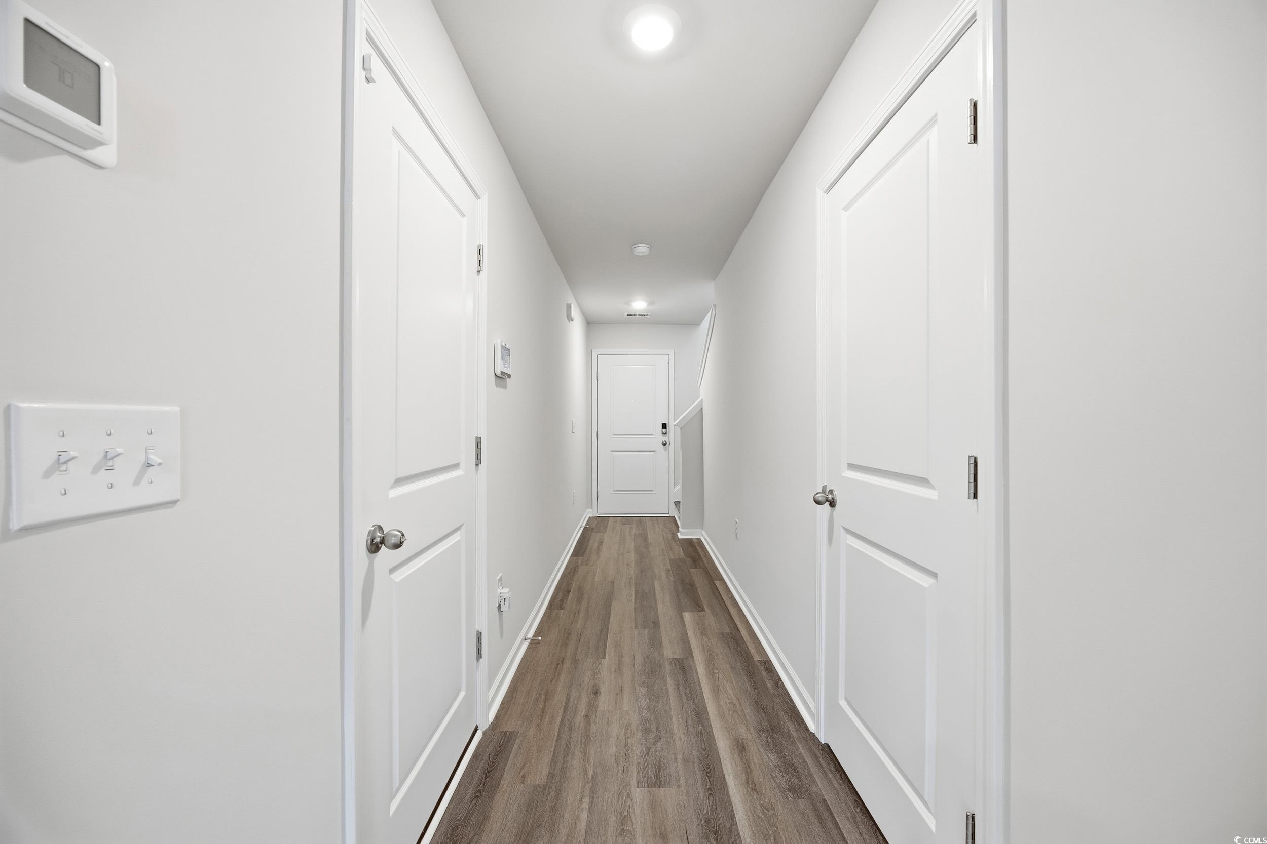 322 Honeystone Street Conway, SC 29526 - Photo 6 of 30 Hallway with dark wood-style floors and recessed lighting
