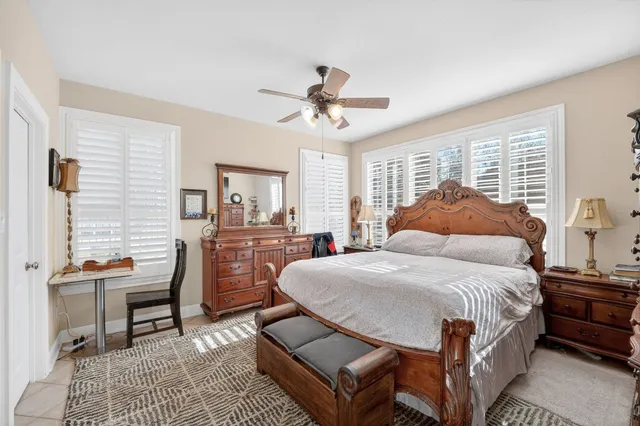 a bed room with a bed and furniture