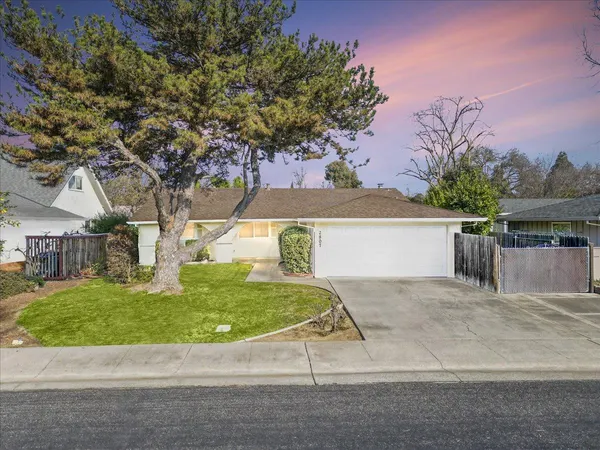 a view of backyard of house