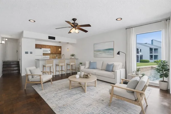 a living room with furniture