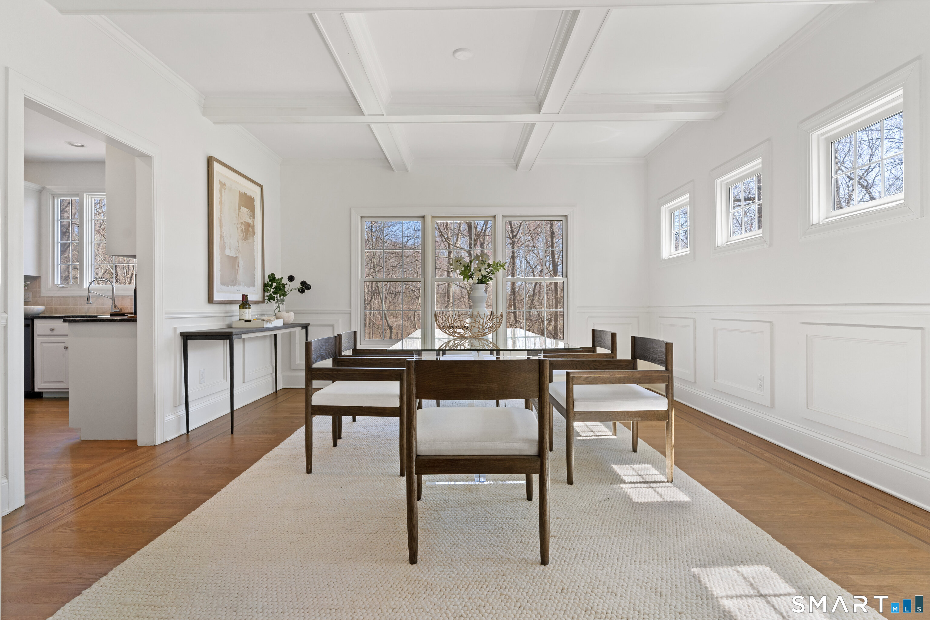 350 Chestnut Hill Road Norwalk, CT 06851 - Photo 19 of 37 Formal dining room with elevated coffered ceiling detail