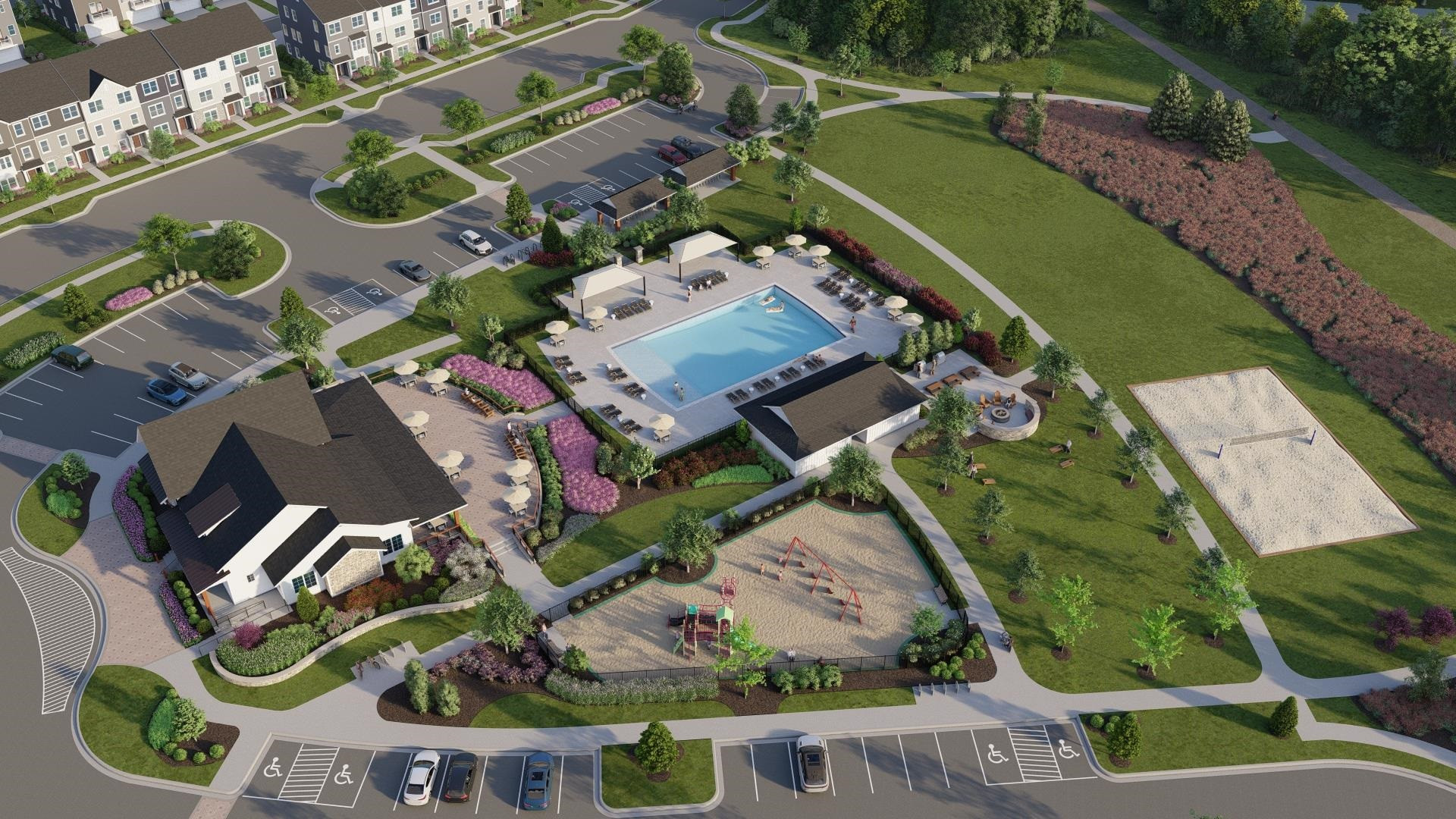 136 Corapeake Way Apex, NC 27539 - Photo 20 of 27 an aerial view of a house with a garden