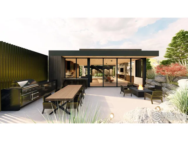 a outdoor living space with furniture and a floor to ceiling window