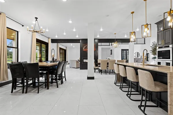 a view of a dining area with furniture