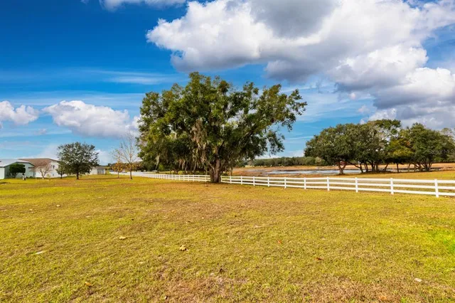 a view of a swimming pool and an outdoor space