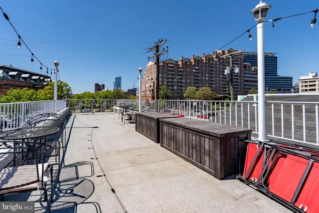 a view of buildings from balcony