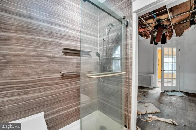 a bathroom with a shower