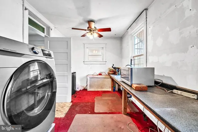a room with a washer and dryer