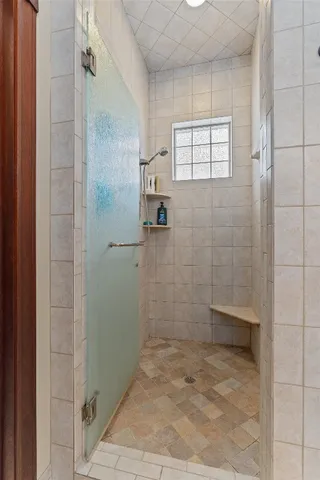a bathroom with a shower