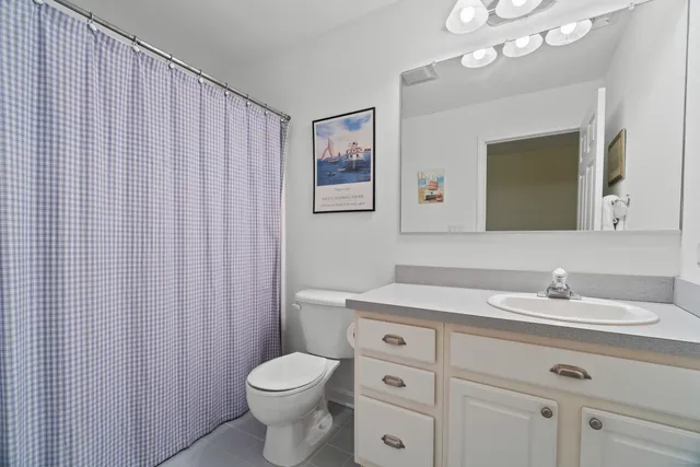 a bathroom with a toilet a sink a vanity and mirror