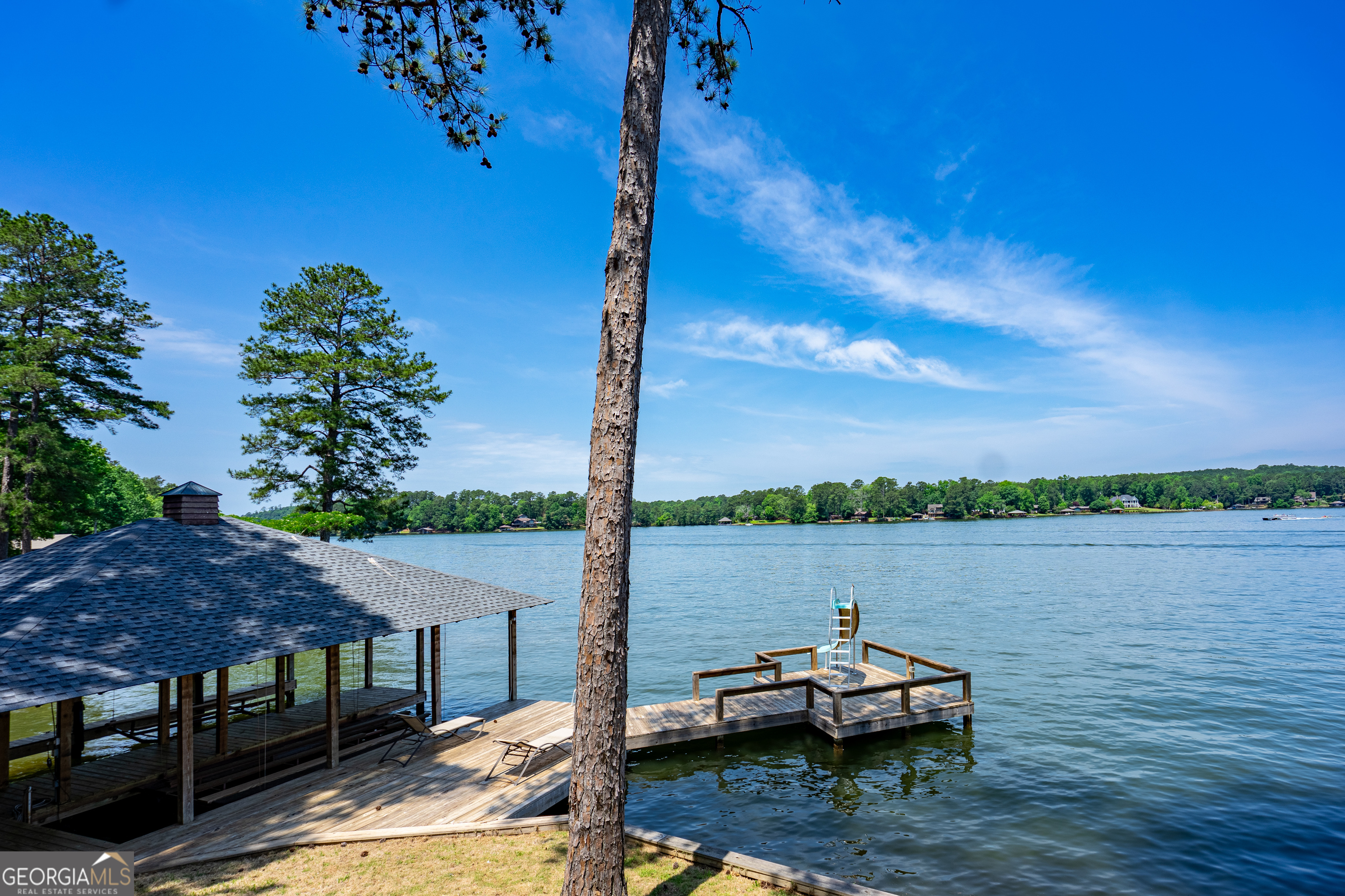 230 Kelly Drive Hamilton, GA 31811 - Photo 40 of 53 a view of a lake with lawn chairs and a table