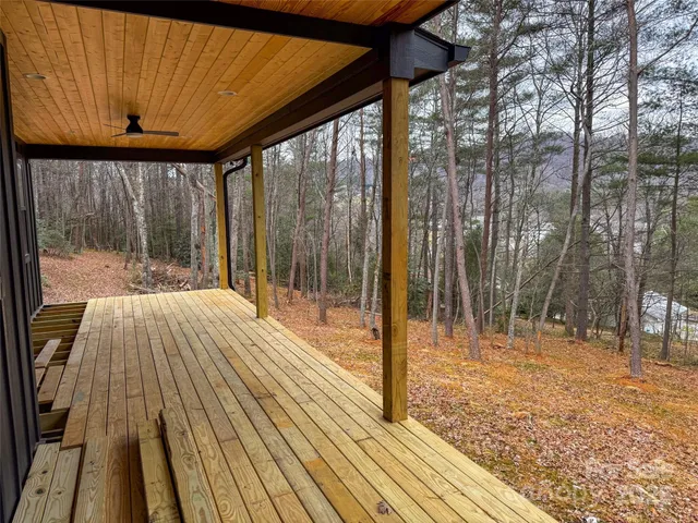 a view of a hallway with windows