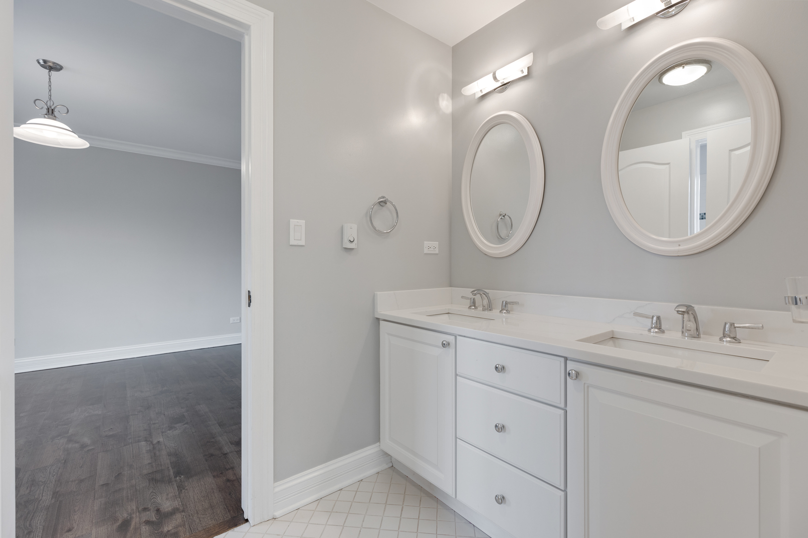 115 Washington Street Glenview, IL 60025 - Photo 25 of 40 a bathroom with a double vanity sink and a mirror