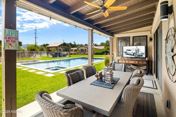 a view of a house with patio