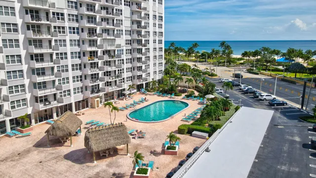 a view of an ocean with outdoor space