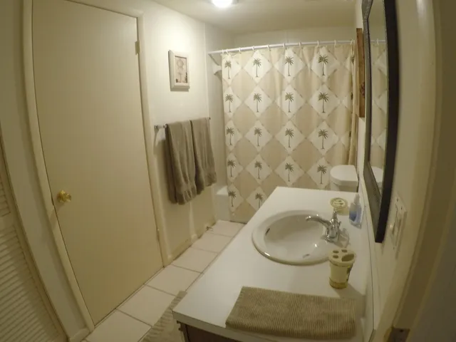 a bathroom with a sink and mirror