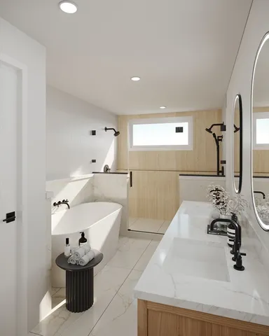a bathroom with a sink and mirror