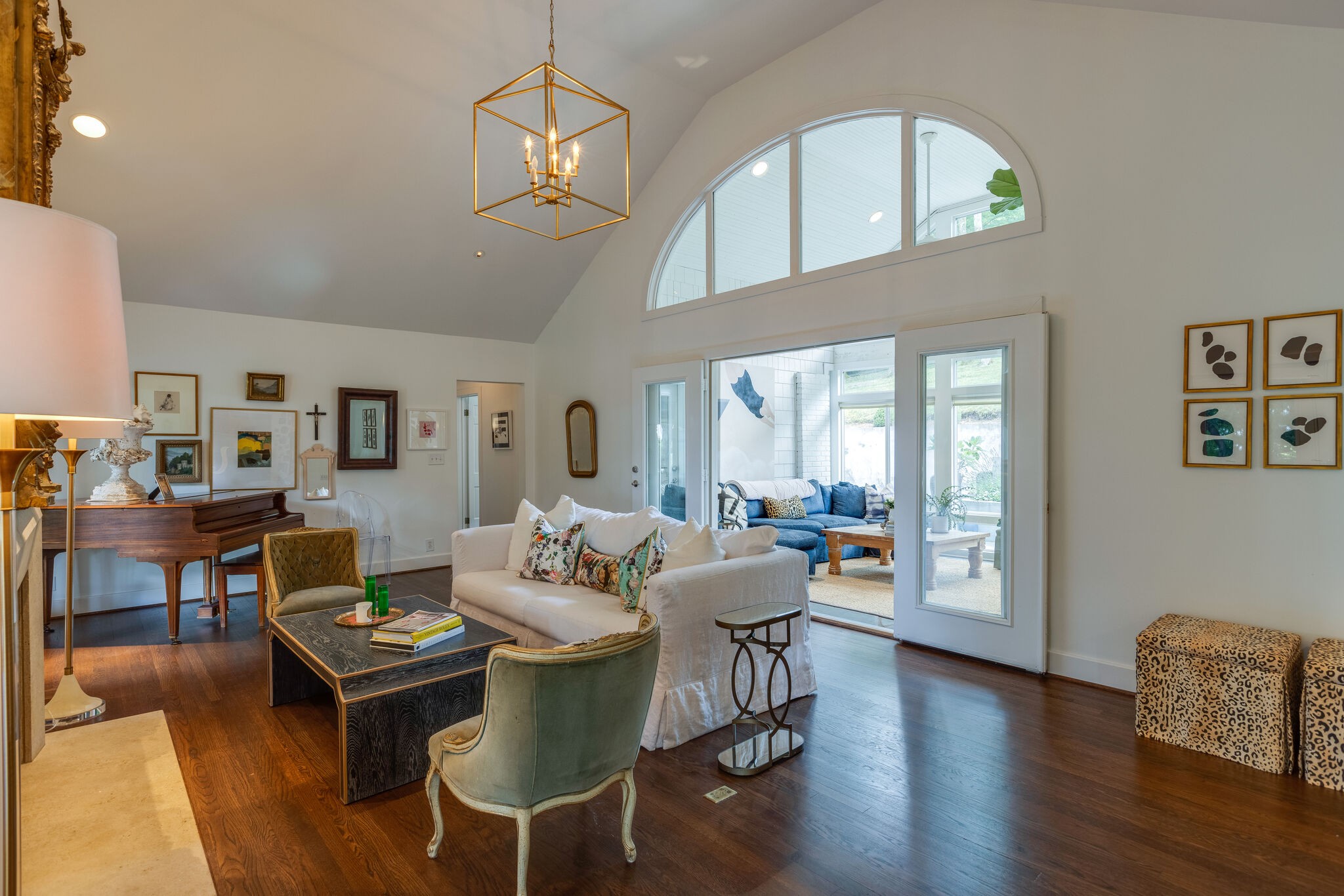 915 Overton Lea Road Nashville, TN 37220 - Photo 20 of 47 a living room with fireplace furniture and a wooden floor