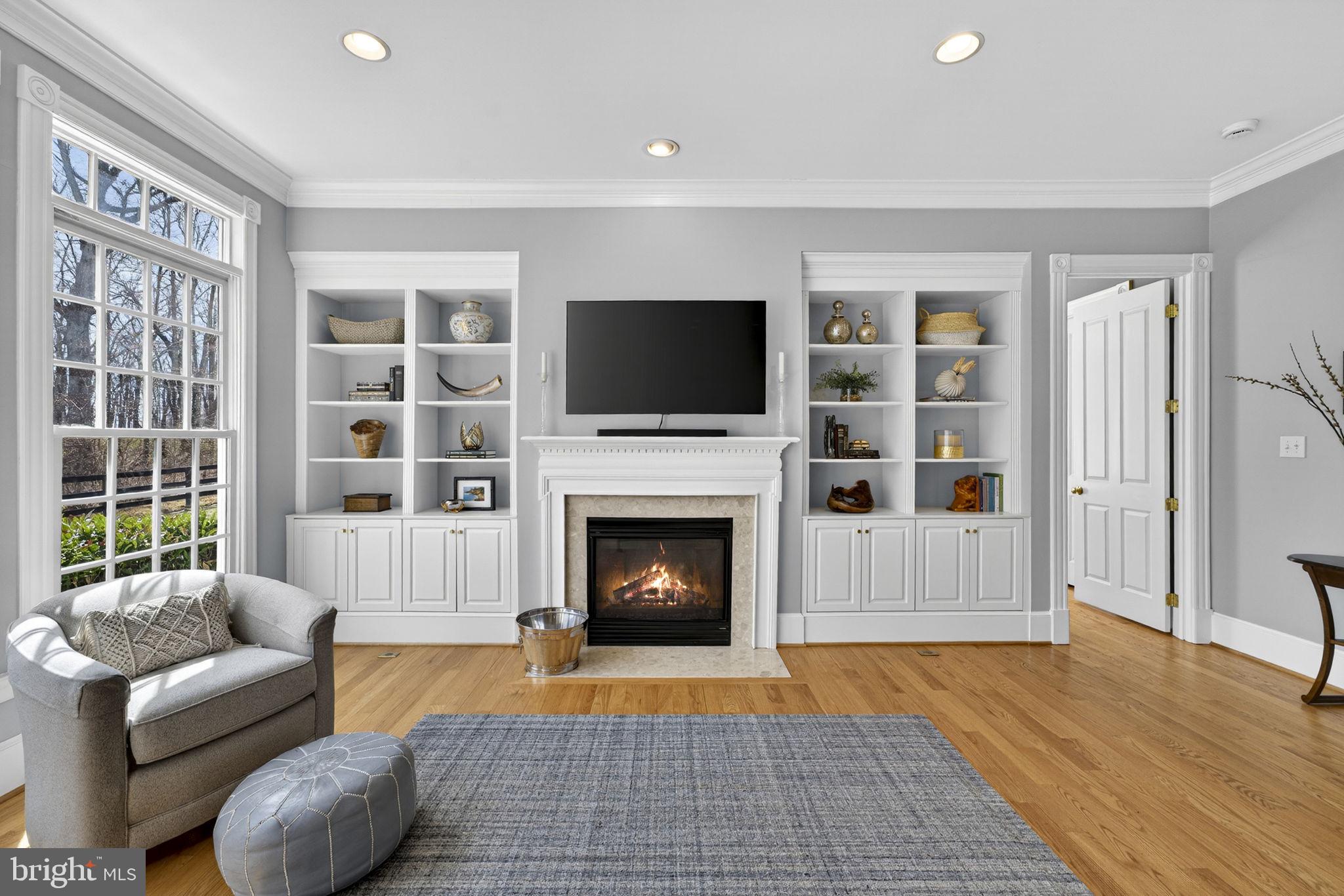 18940 Airmont Road Purcellville, VA 20132 - Photo 12 of 91 Living Room with Built-Ins and Fireplace