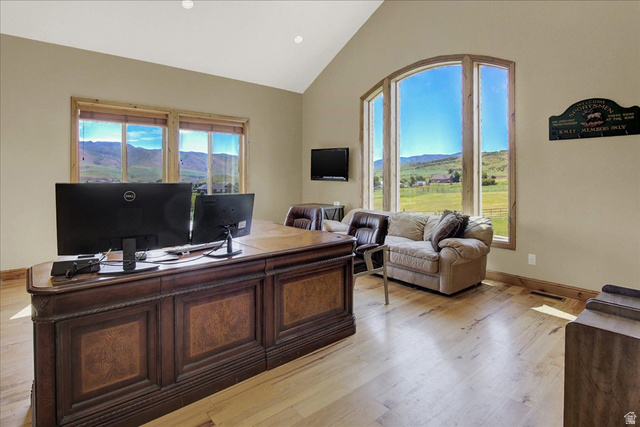 667 Hardscrabble Road Morgan, UT 84050 - Photo 28 of 51 Main Office area featuring light wood-style floors and lofted ceiling