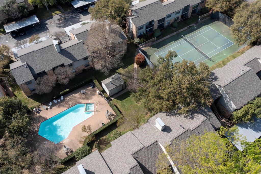 5335 Bent Tree Forest Drive, Unit 237 Dallas, TX 75248 - Photo 24 of 33 an aerial view of a house with a swimming pool