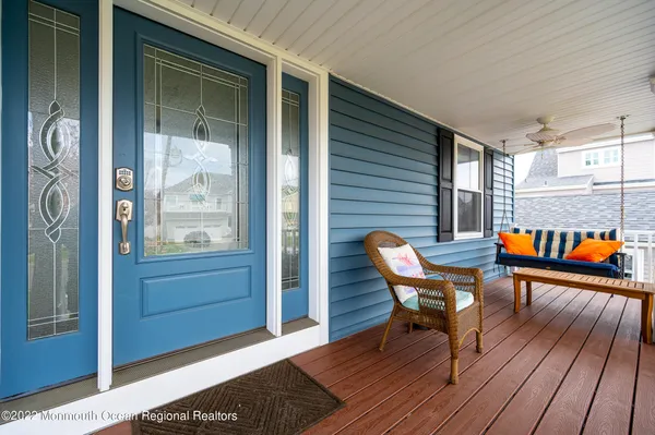 a deck view with a seating space
