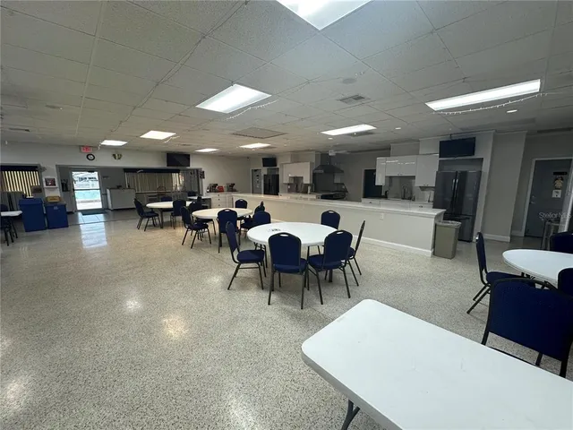 a view of a dining area with furniture