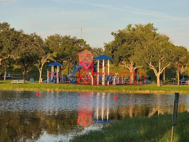 a view of a lake with houses